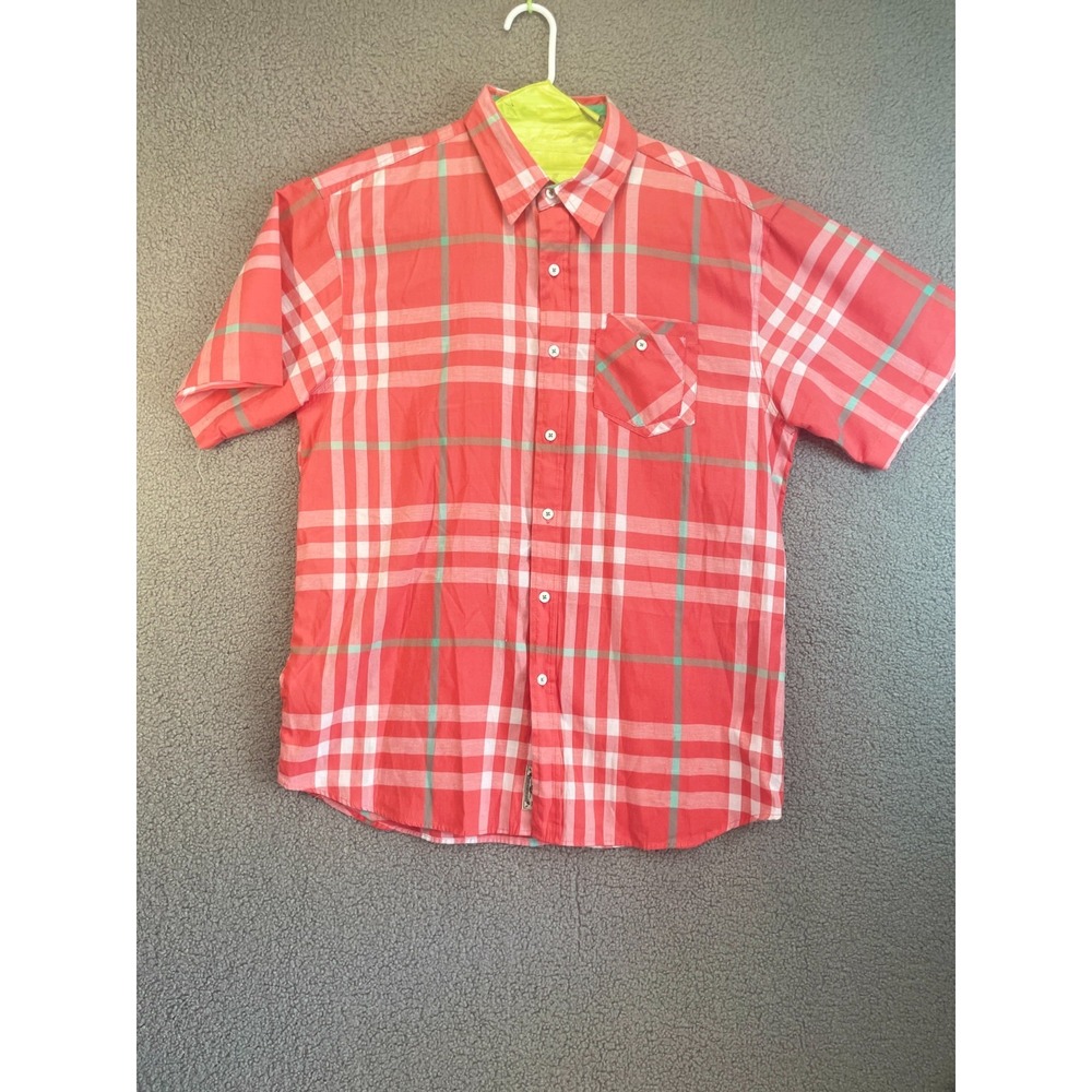 Evolution Shirt Men's XXL Plaid Collared Button‎ Down Short Sleeve Cotton Blend